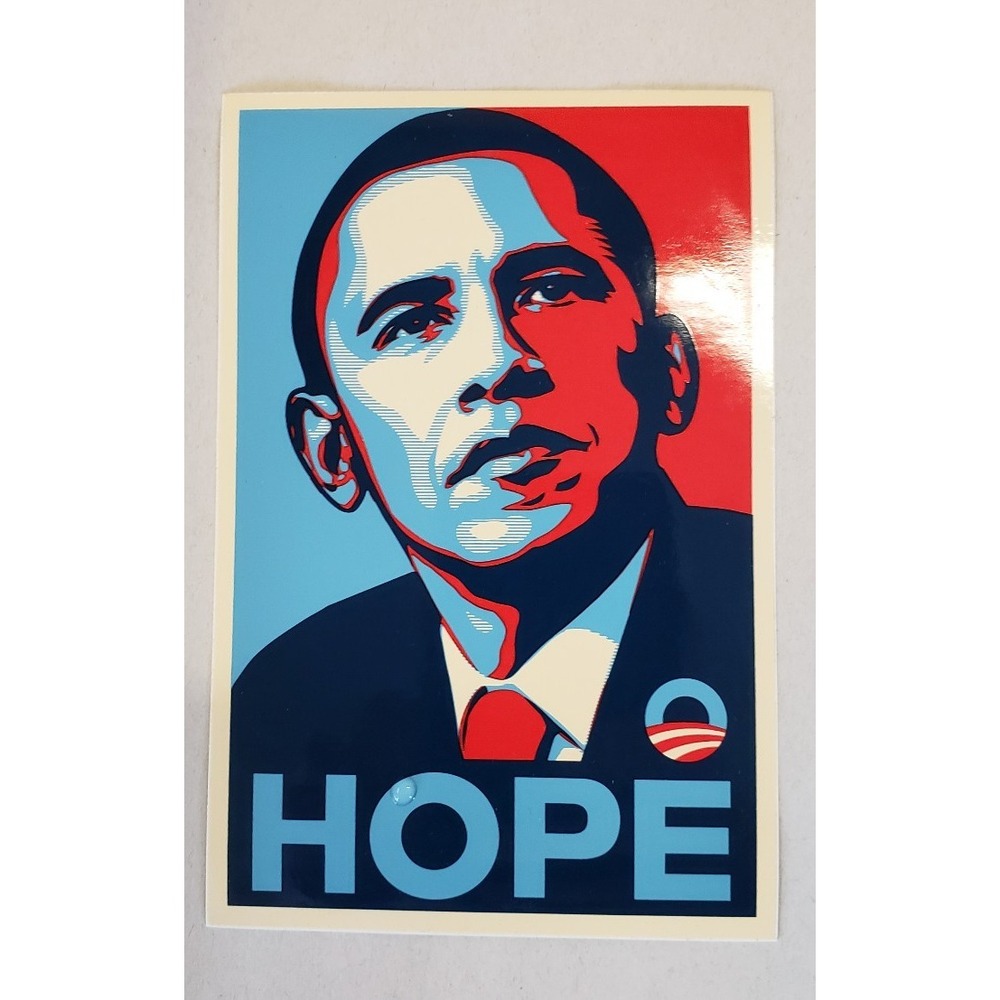 AUTHENTIC 2008 PRESIDENT OBAMA HOPE SCREEN PRINT STICKER-OBEY-SHEPARD‎ FAIREY